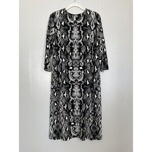 J. McLaughlin Catalyst Snake Python Sheath Dress 3/4 Sleeve XL Pockets